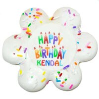 HAPPY BIRTHDAY COOKIE WITH CUSTOM NAME - 4" - IN CELLO BAG