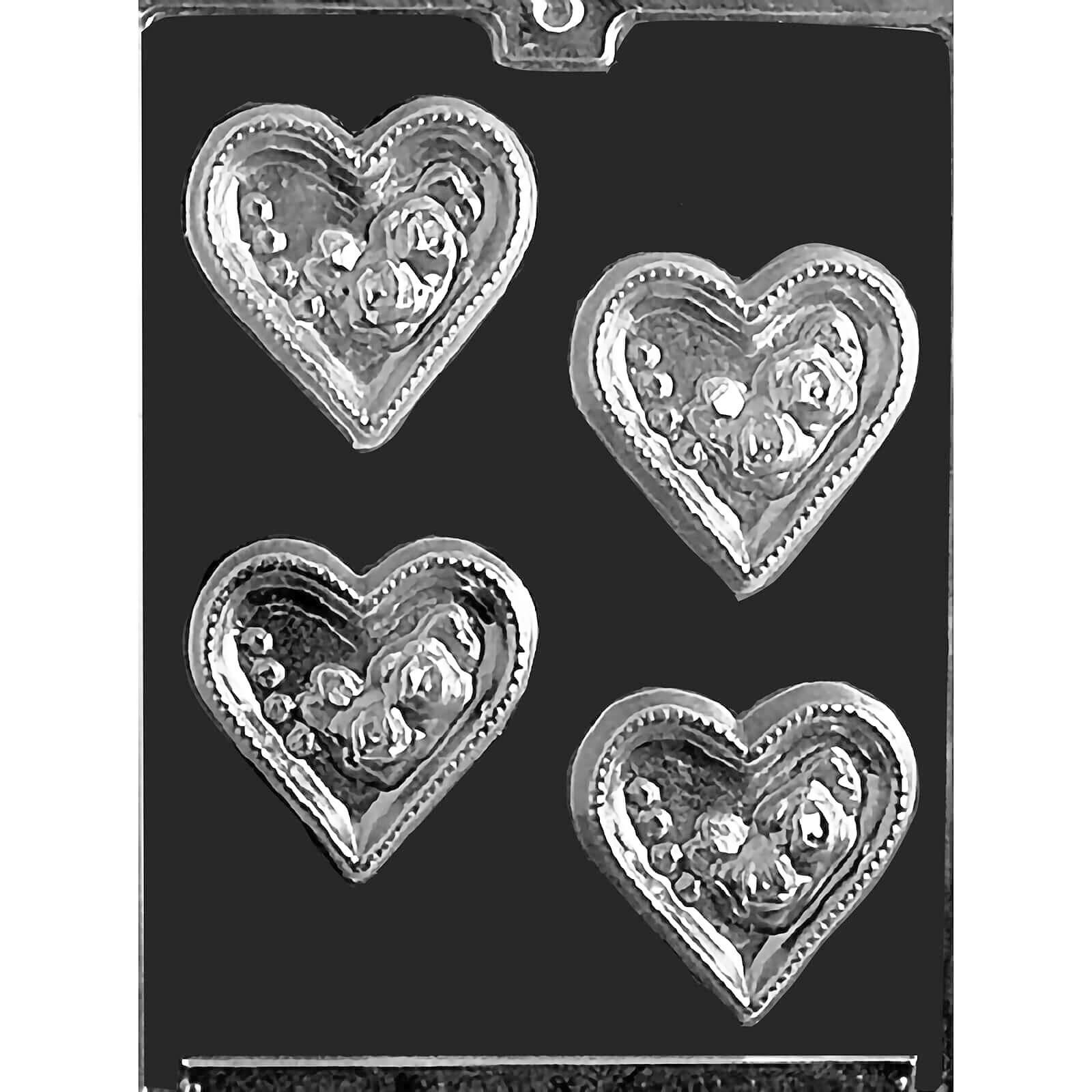 MOLD - HEARTS WITH ROSES 2 3/4" X 3" X 3/8" (4)