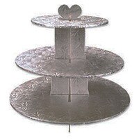 SILVER FOIL 3-TIER CUPCAKE STAND