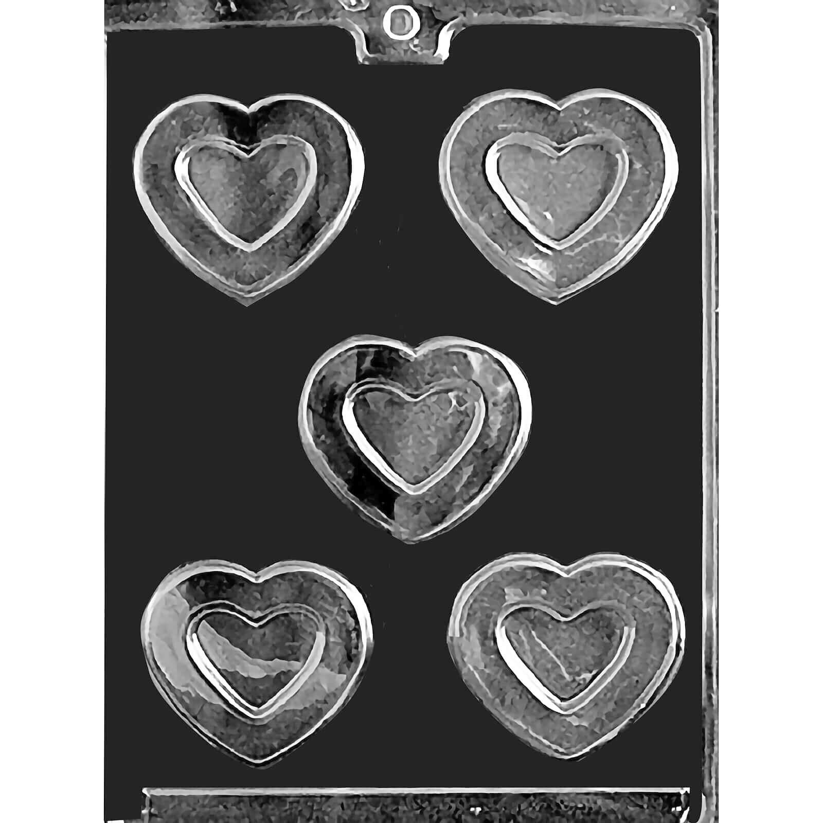 MOLD - HOLLOW HEARTS 2 1/4" x 2 5/8" (5)