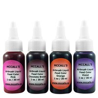 AIRBRUSH LIQUID FOOD COLOR STARTER KIT - PINK, BROWN, ORANGE & PURPLE 1 OZ