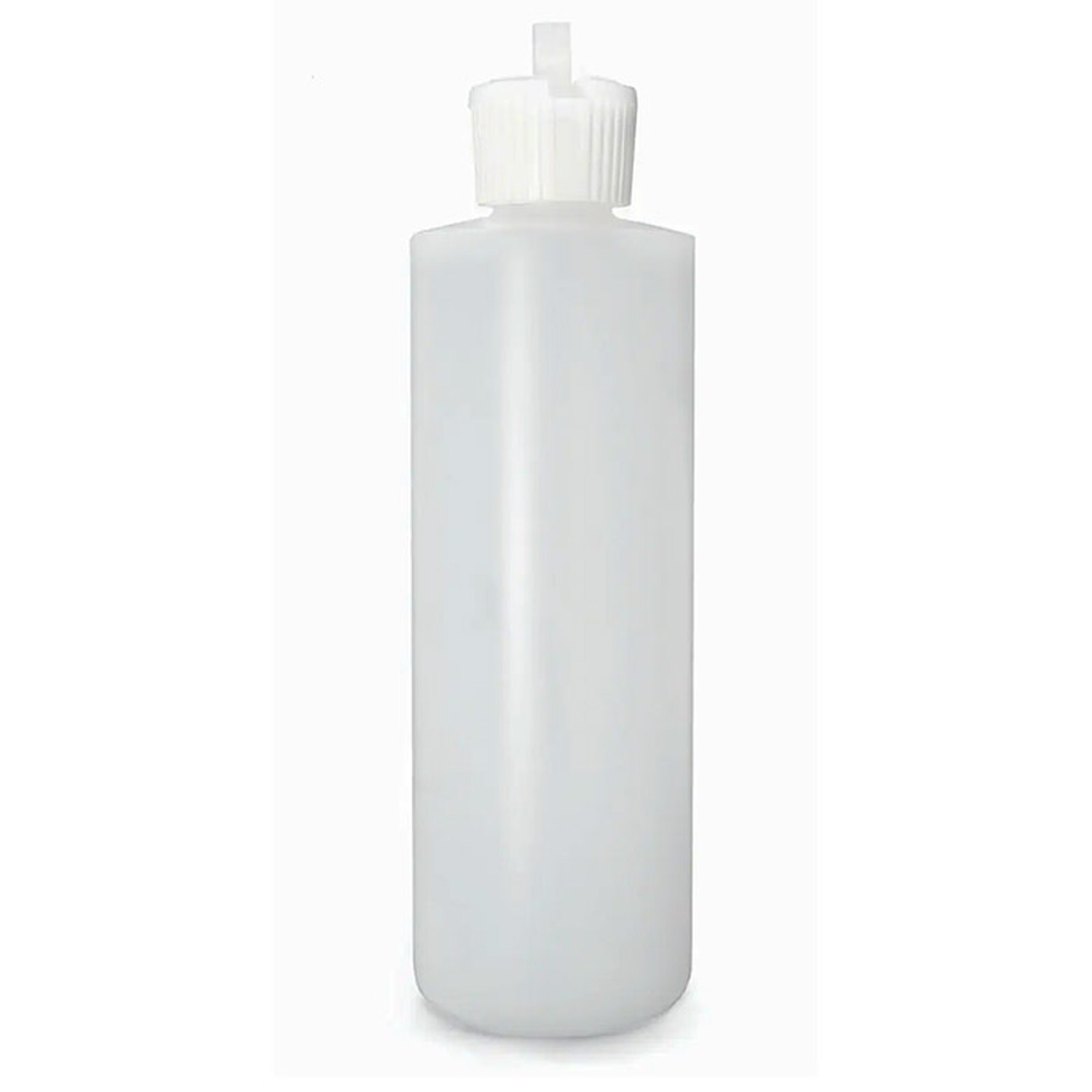 WHITE PLASTIC CYLINDER BOTTLE W/ FLIP TOP CAP - 8 OZ