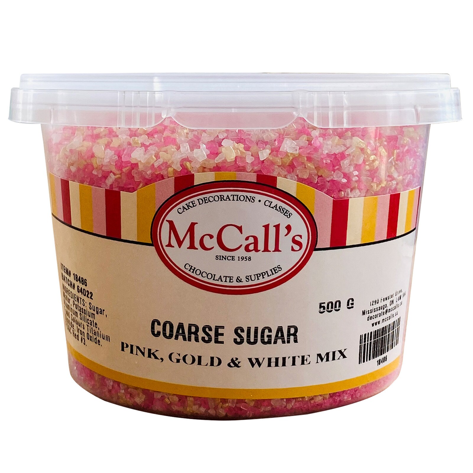 COARSE SUGAR - PINK, GOLD & WHITE MIX 500 G