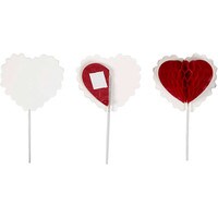 HONEYCOMB HEART CUPCAKE TOPPER 3" 12 PCS