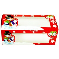 SNOWMAN YULE LOG WINDOW BOX 12" X 5.5" X 4.5"
