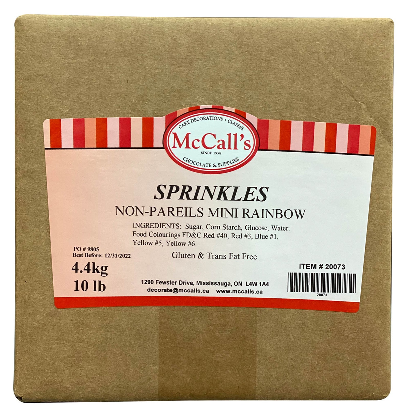 SPRINKLES NON-PAREIL MINI RAINBOW 10 LBS / 4.4 KG