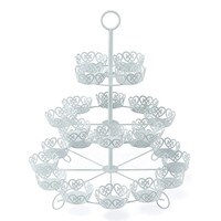IVORY METAL CUPCAKE STAND HOLDS 24