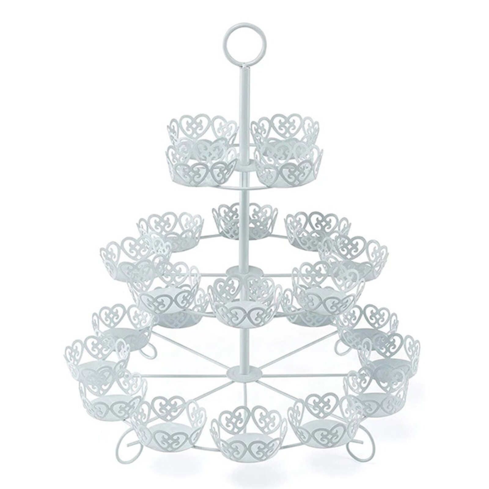 IVORY METAL CUPCAKE STAND HOLDS 24
