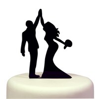 HIGH FIVE CAKE TOPPER SILHOUETTE BRIDE GROOM WEDDING