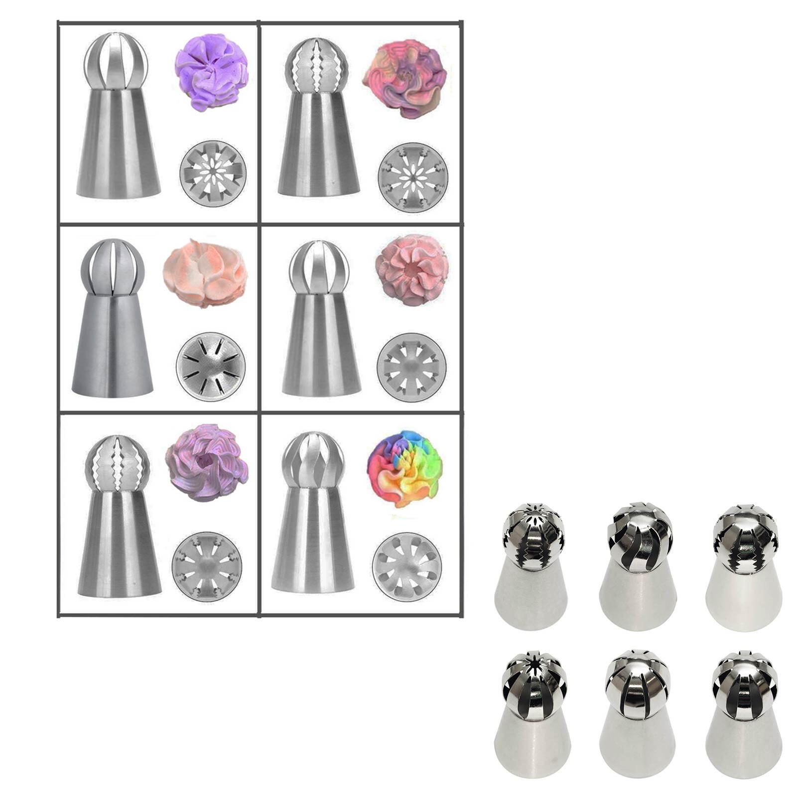 RUSSIAN BALL PASTRY TIPS 6 PIECE SET