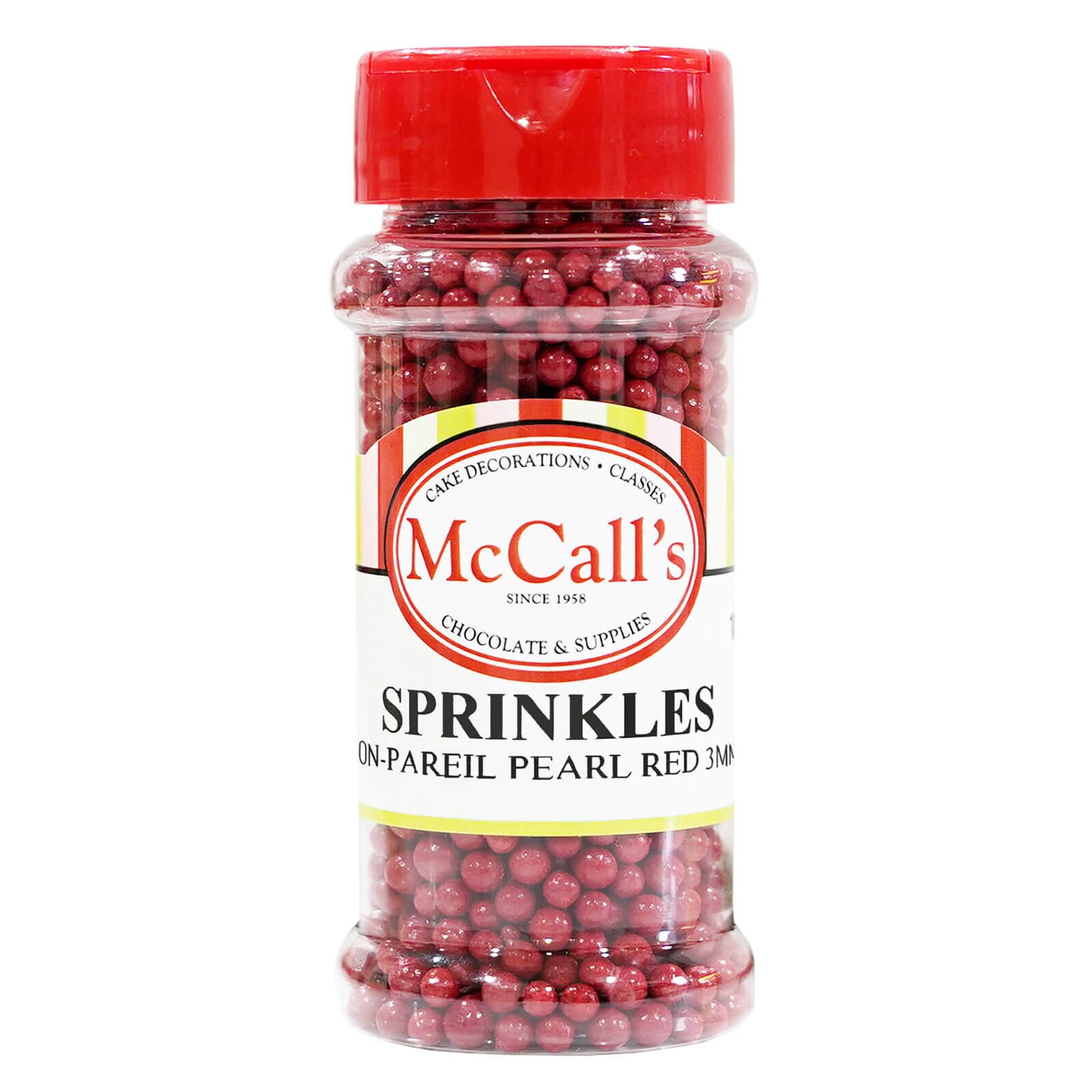 SPRINKLES NON-PAREIL PEARL RED 3MM 100 G