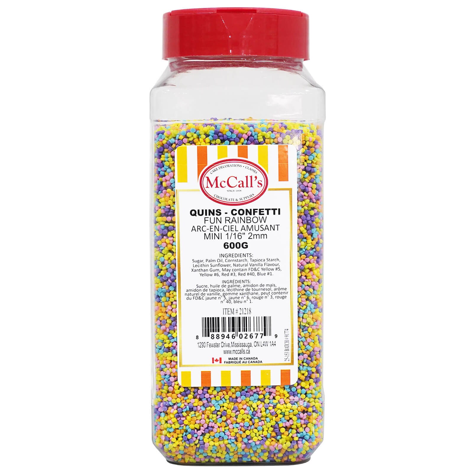 QUINS CONFETTI FUN RAINBOW MINI 1/16" 2mm 600 G