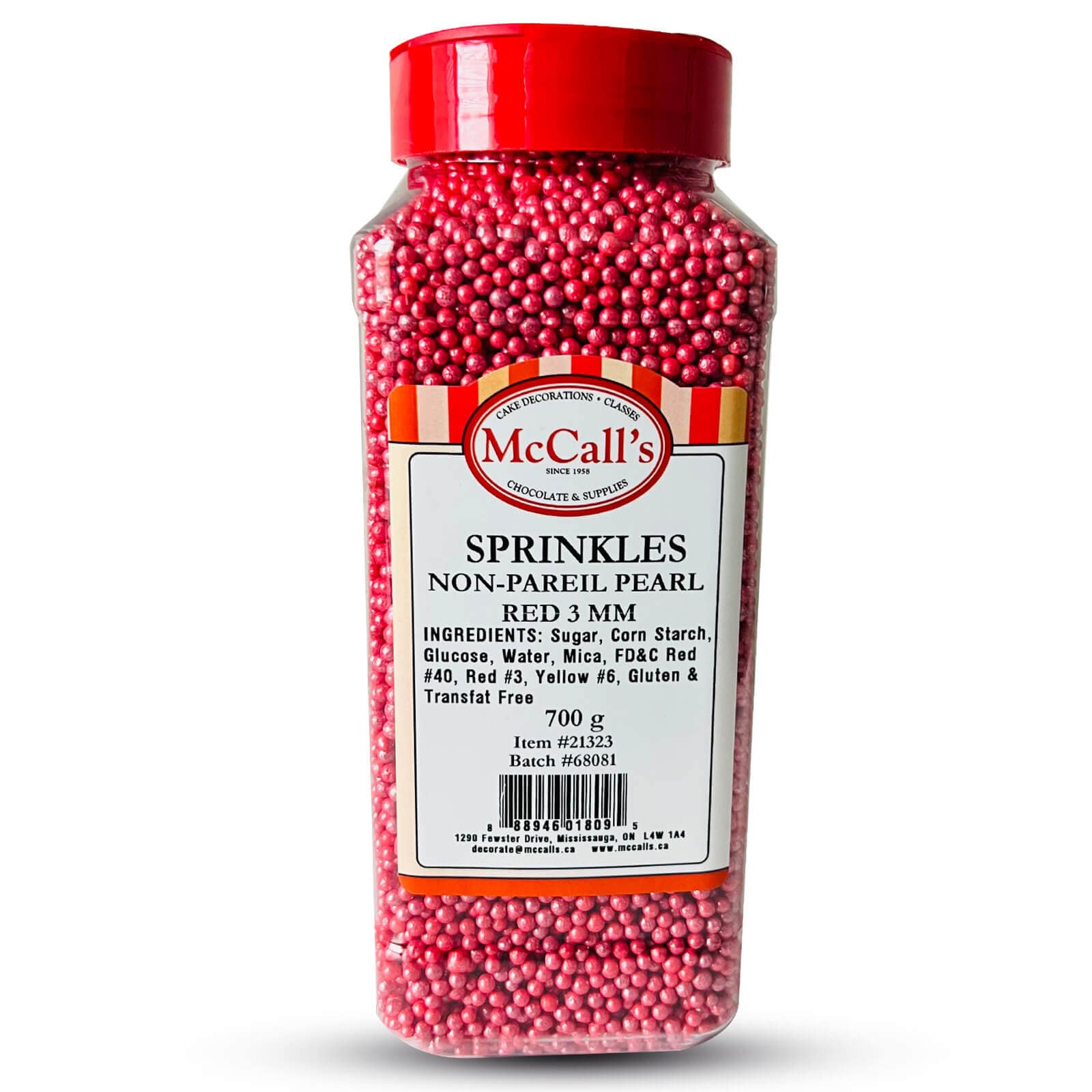 SPRINKLES NON-PAREIL PEARL RED 700 G