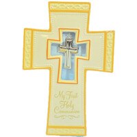 PORCELAIN COMMUNION CROSS GOLD TRIM 8"