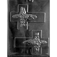 MOLD - CROSS WITH FLOWERS 5.5" x 4.25" x 1/2" (2)