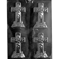 MOLD - 3D CROSS WITH FANCY BASE 3 3/4" x 2 1/8" (4)