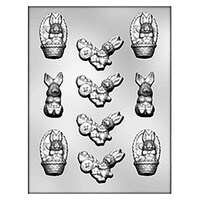 MOLD - BUNNY IN BASKET & IN CART 1 3/8" TO 2 3/8" 