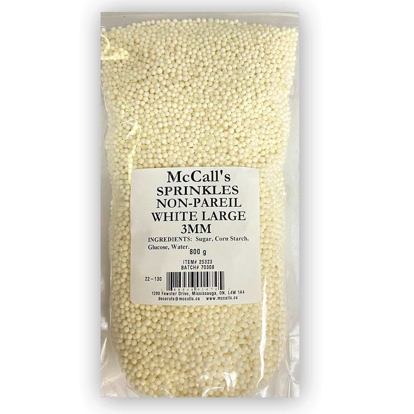 SPRINKLES NON-PAREIL WHITE LARGE 3mm 800 G