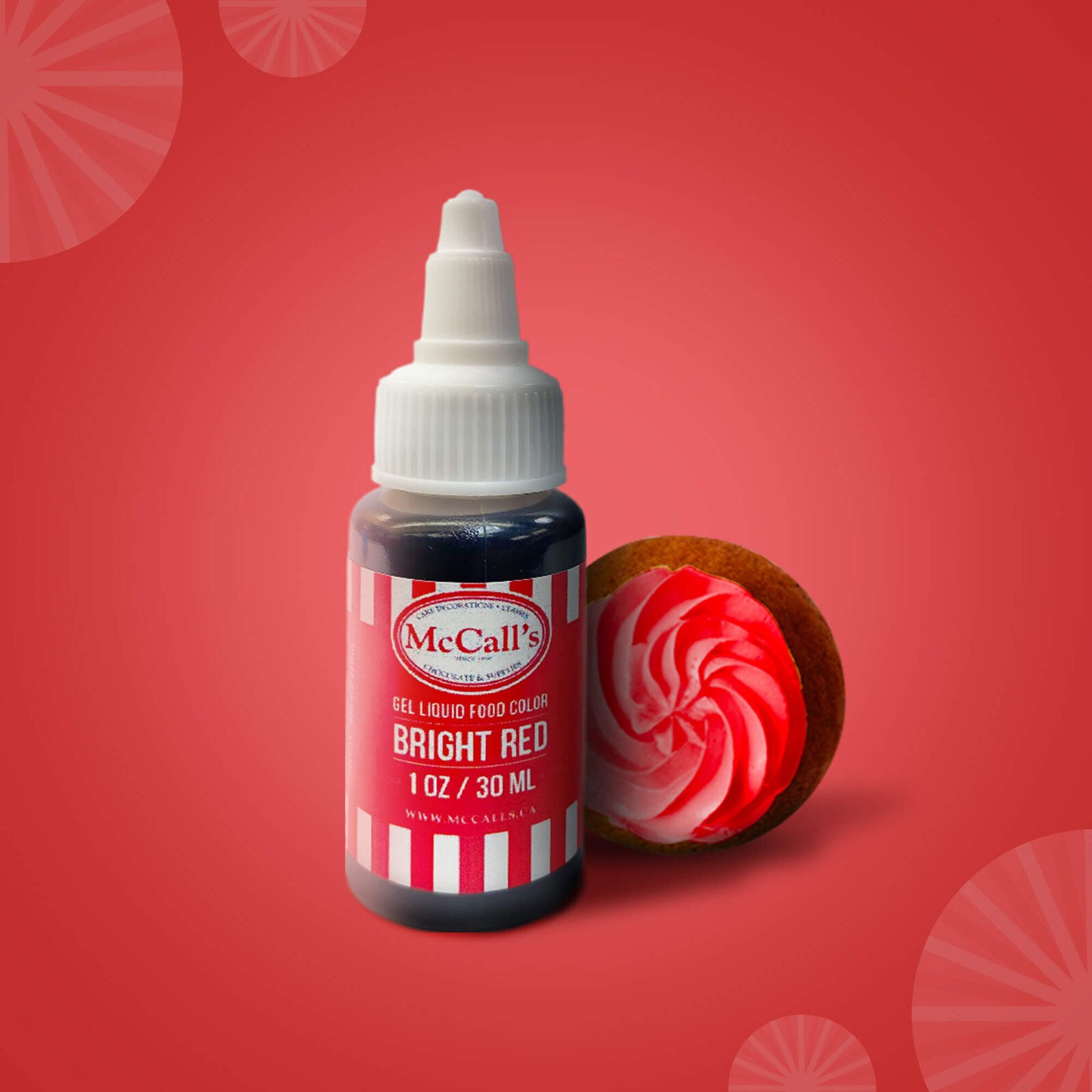 LIQUID GEL FOOD COLOR - BRIGHT RED 30 ML, 1 OZ