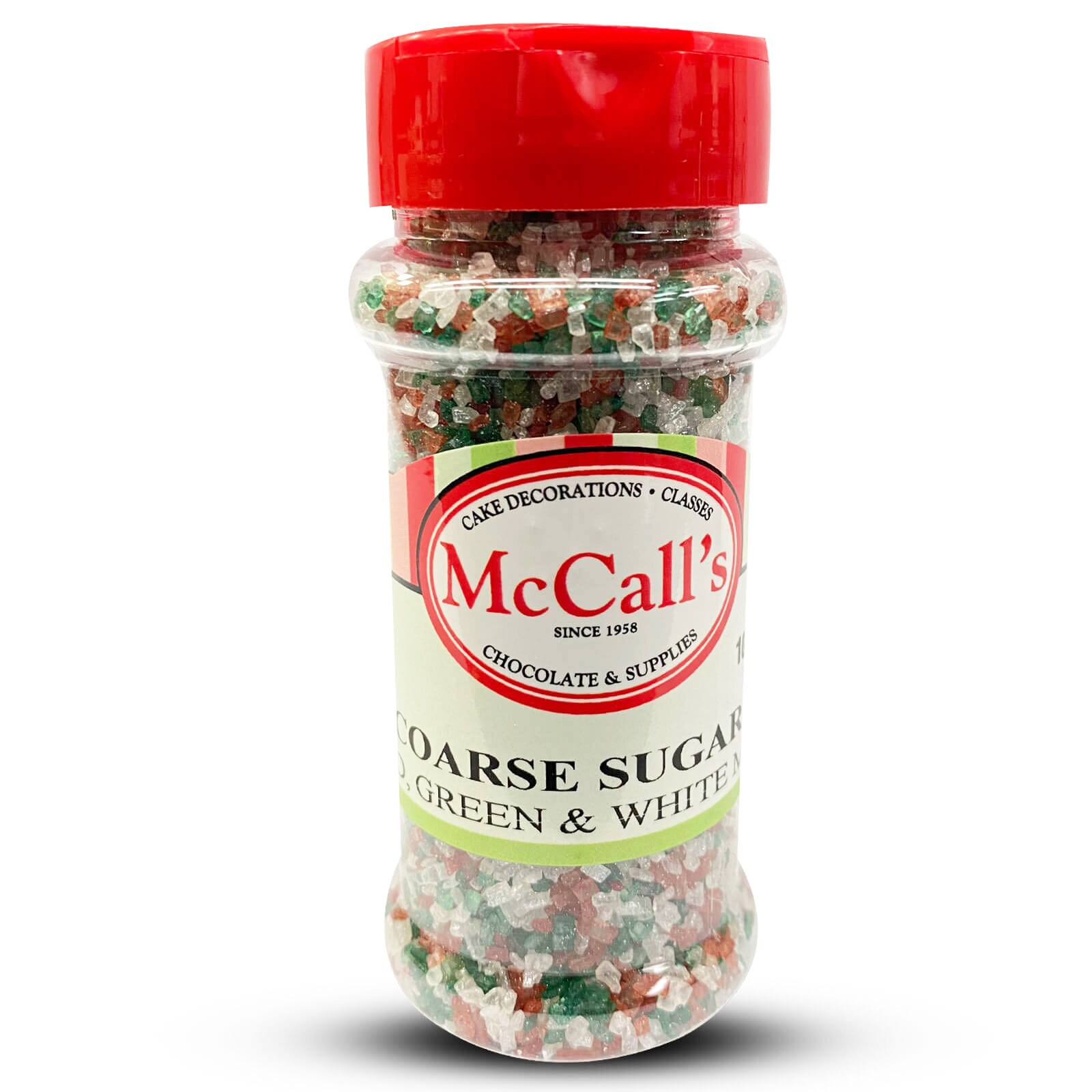 COARSE SUGAR WHITE, RED & GREEN MIX 100 G