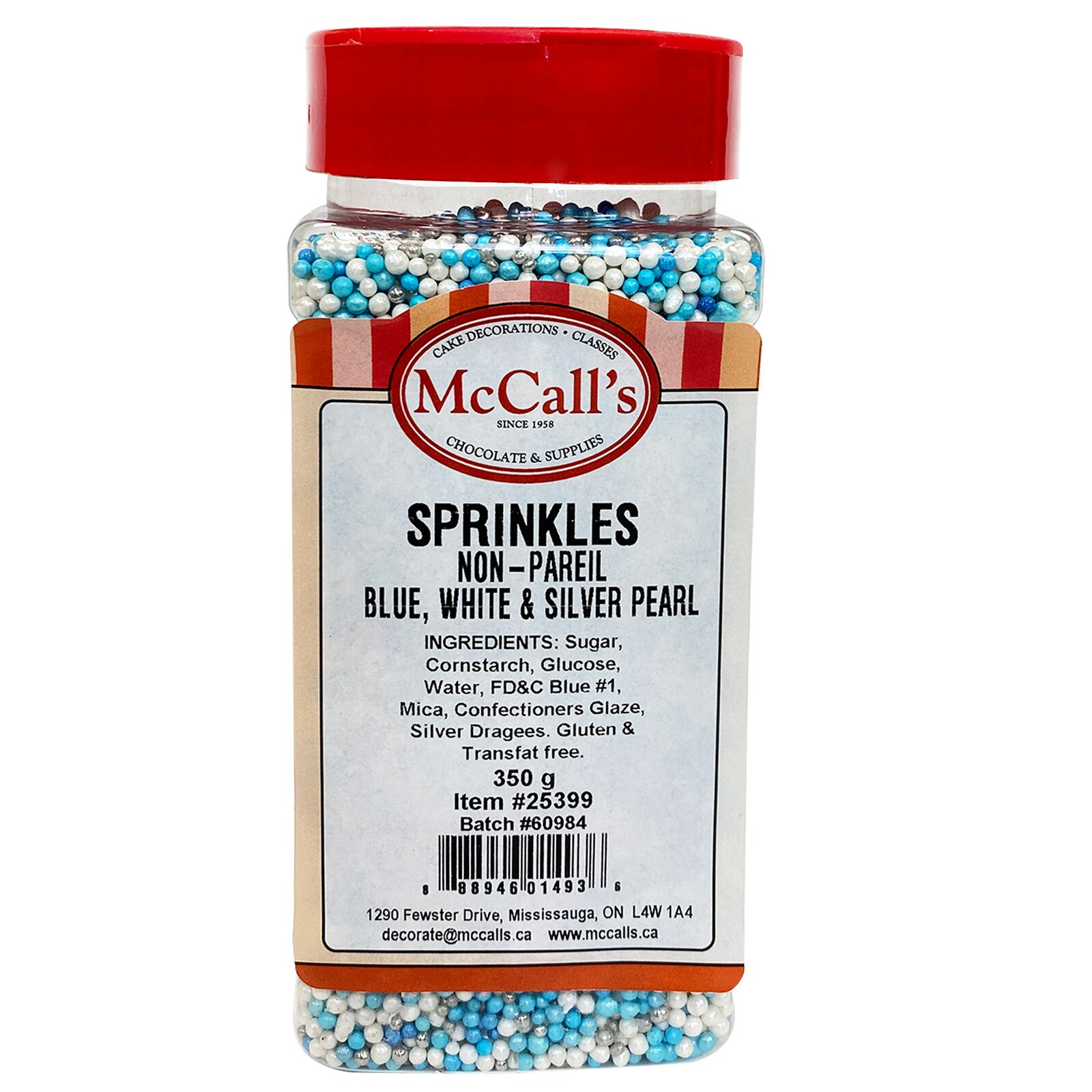 SPRINKLES NON-PAREIL BLUE WHITE SILVER PEARL 350 G