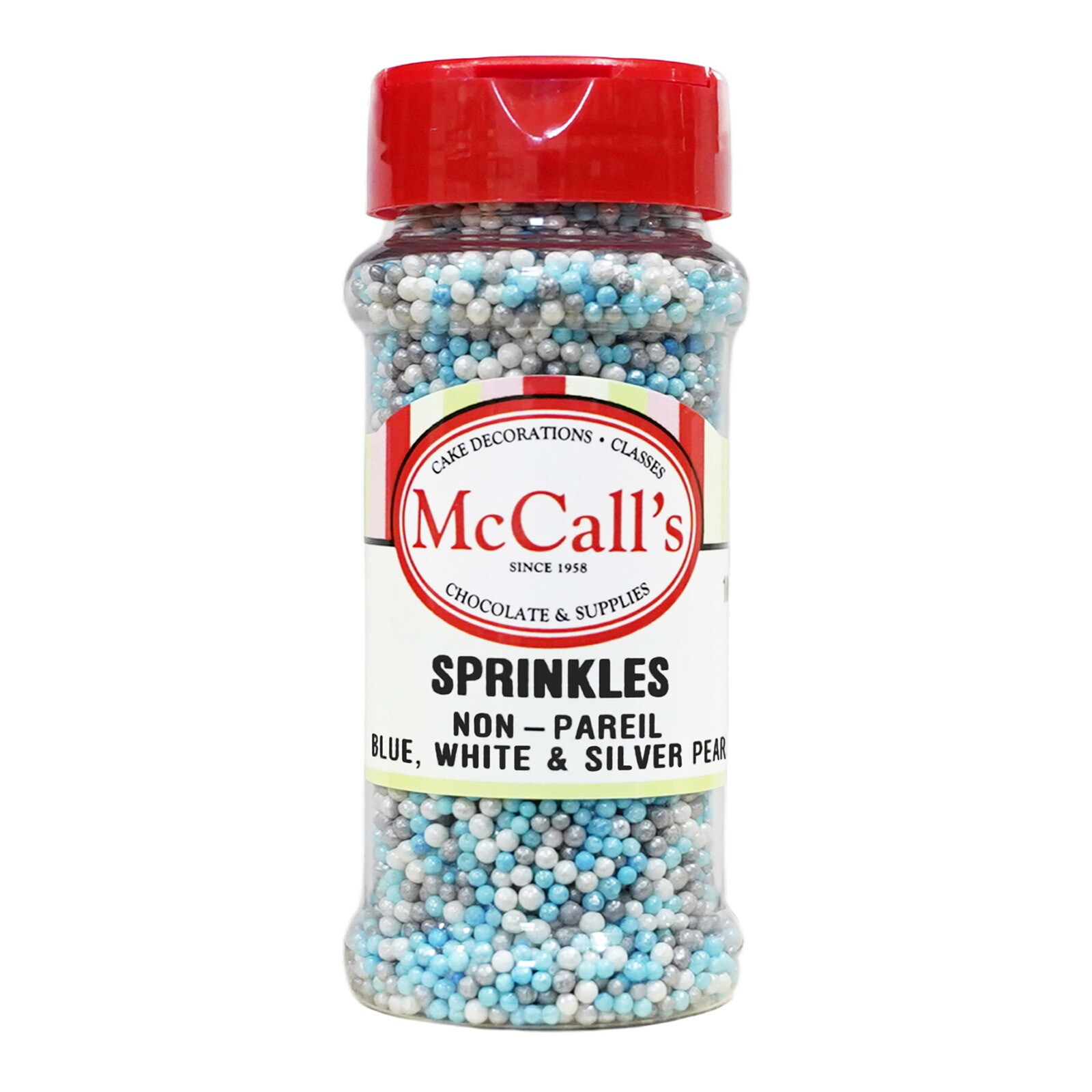 SPRINKLES NON PAREIL BLUE WHITE SILVER PEARL 100 G
