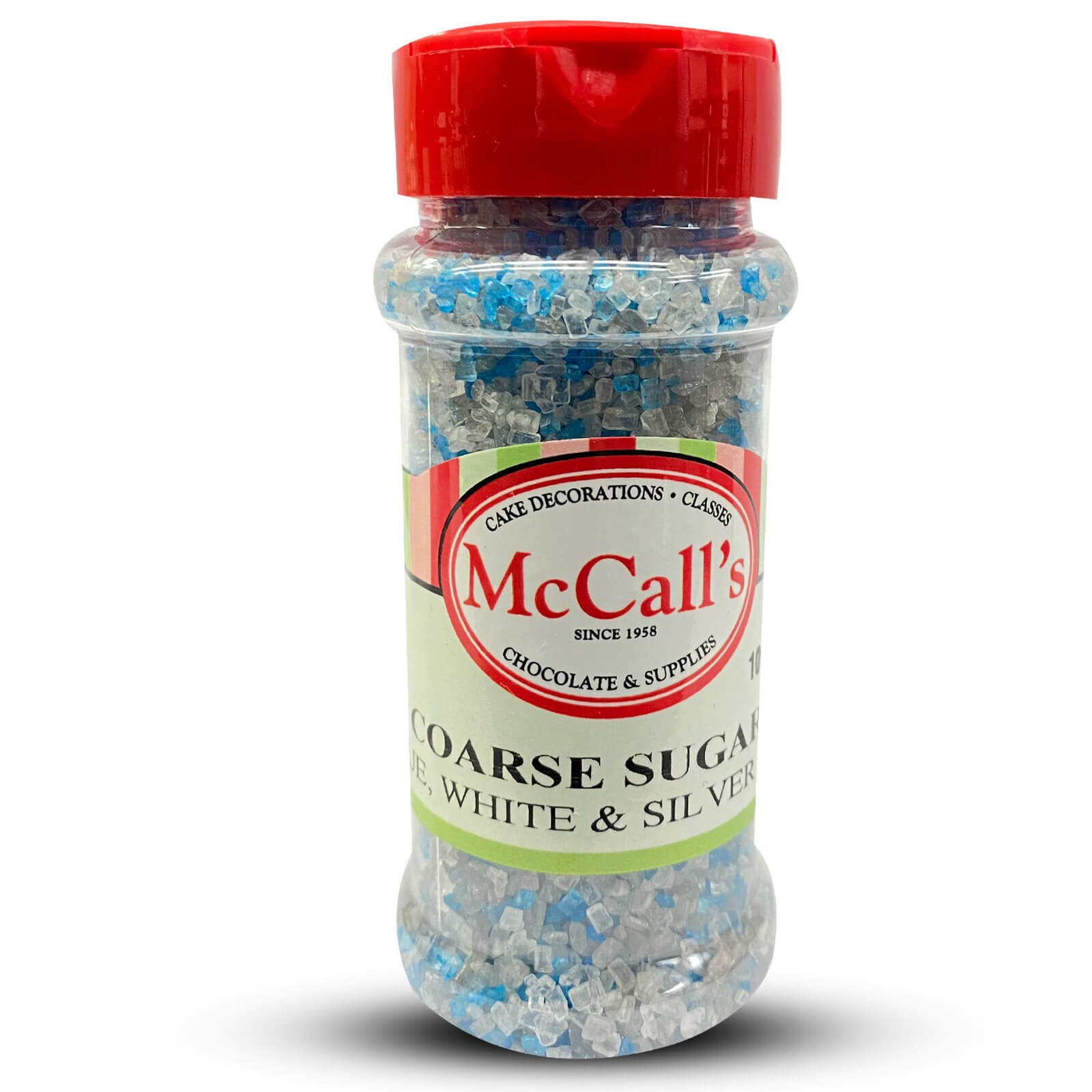 COARSE SUGAR WHITE, BLUE & SILVER MIX 100 G