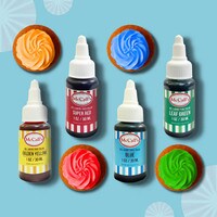 FOOD COLOR LIQUID GEL STARTER KIT - YELLOW, SUPER RED, BLUE & LEAF GREEN 1 OZ