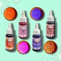 FOOD COLOR LIQUID GEL STARTER KIT - ORANGE, PINK, PURPLE VIOLET, CHOCOLATE BROWN 1 OZ