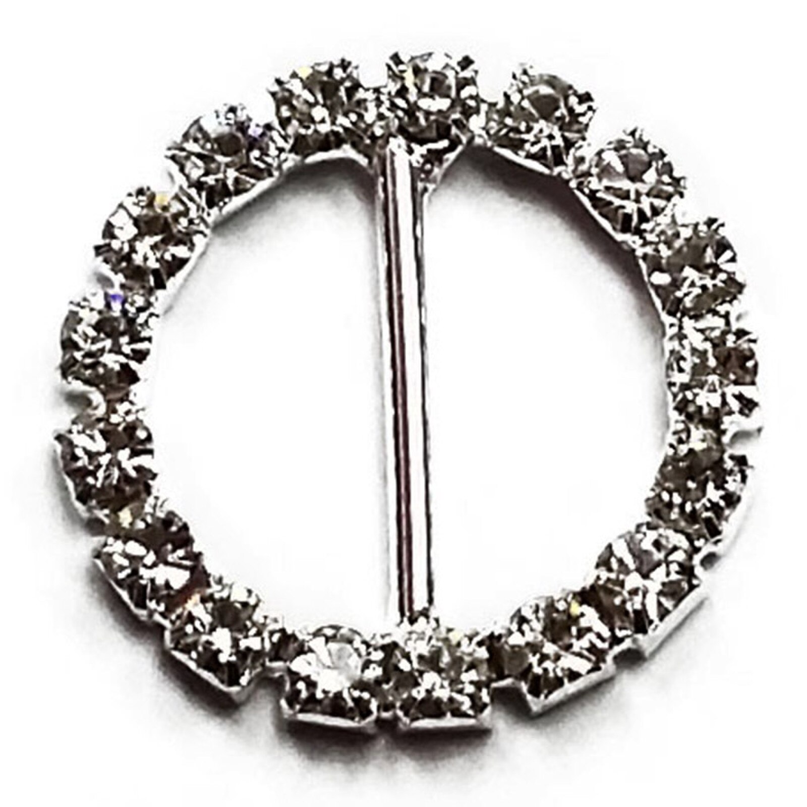 BLING BUCKLE - SILVER ROUND 7/8"
