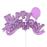 LAVENDER HAPPY BIRTHDAY WITH BALLOON PICK 11" 1 PC