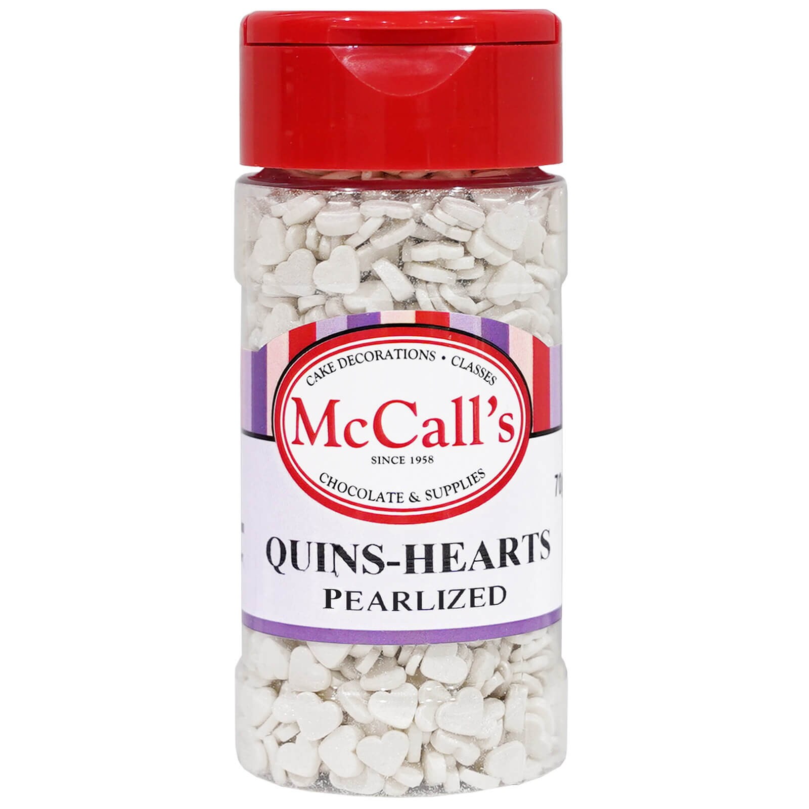 QUINS - WHITE PEARLIZED HEARTS 70 G