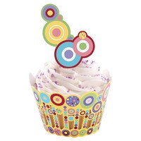 WILTON  SWEET DOTS CUPCAKE WRAP-N-PIX COMBO 12 PC