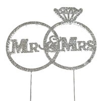 BLING PICK - SILVER MR & MRS IN DIAMOND RING  5 3/4" 