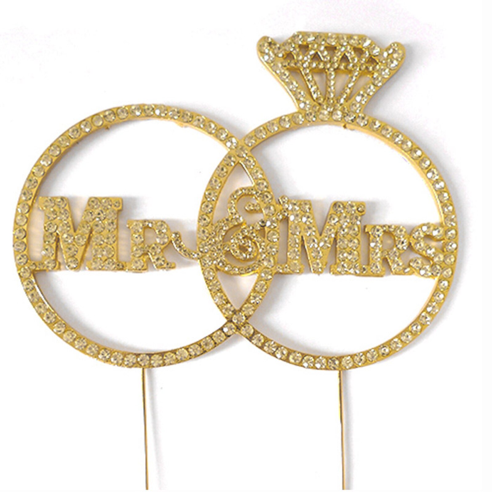 BLING PICK - GOLD MR & MRS IN DIAMOND RING  5 3/4" 