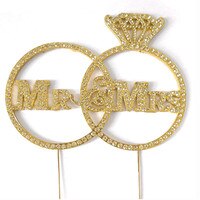 BLING PICK - GOLD MR & MRS IN DIAMOND RING  5 3/4" 