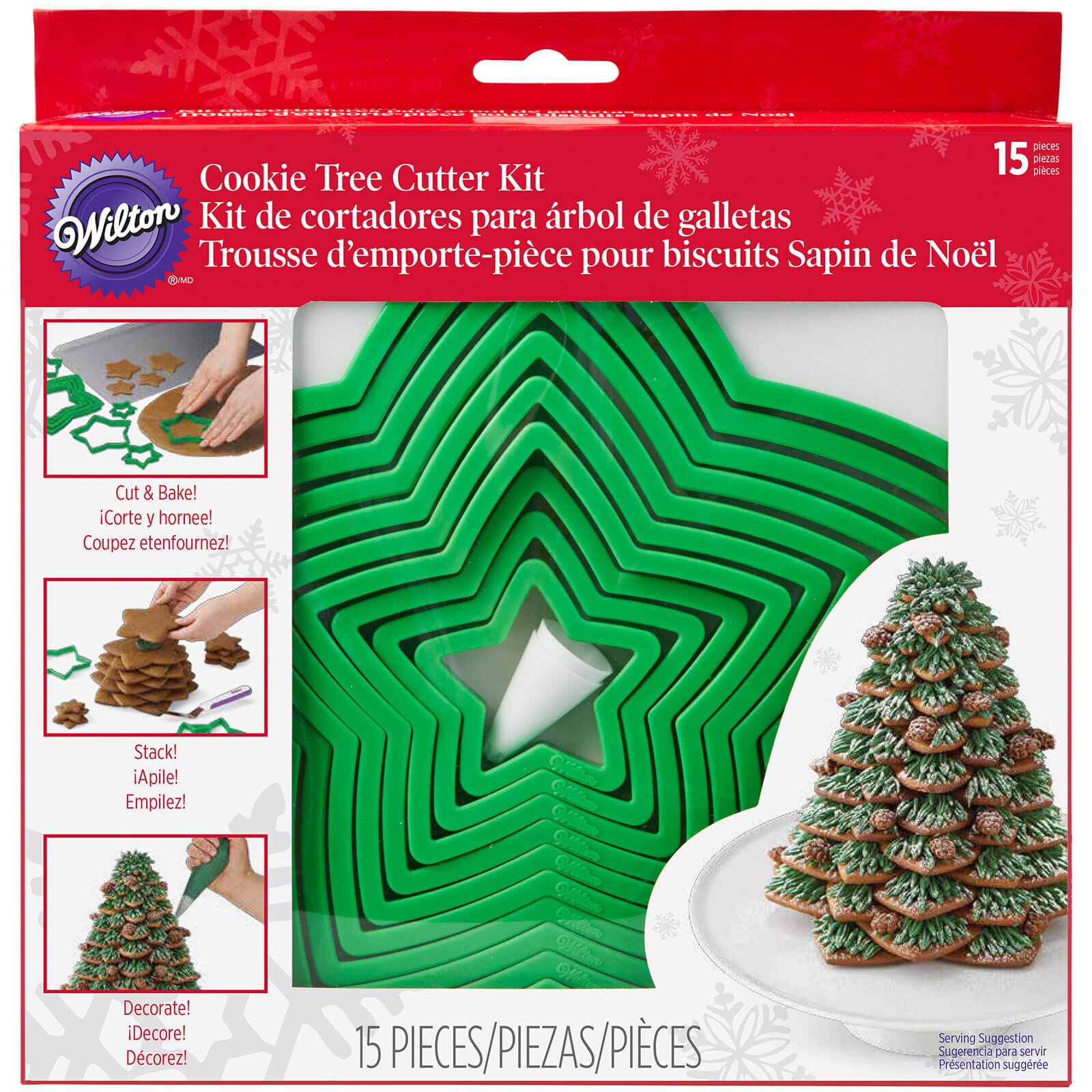 WILTON CHRISTMAS TREE COOKIE CUTTER KIT - 15 PC
