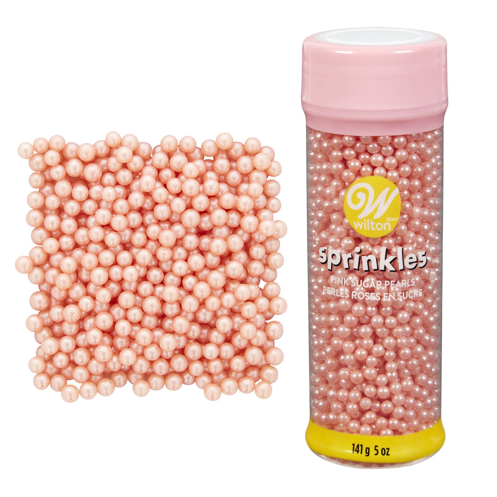 WILTON PINK SUGAR PEARL DRAGEE 4 MM - 141 G