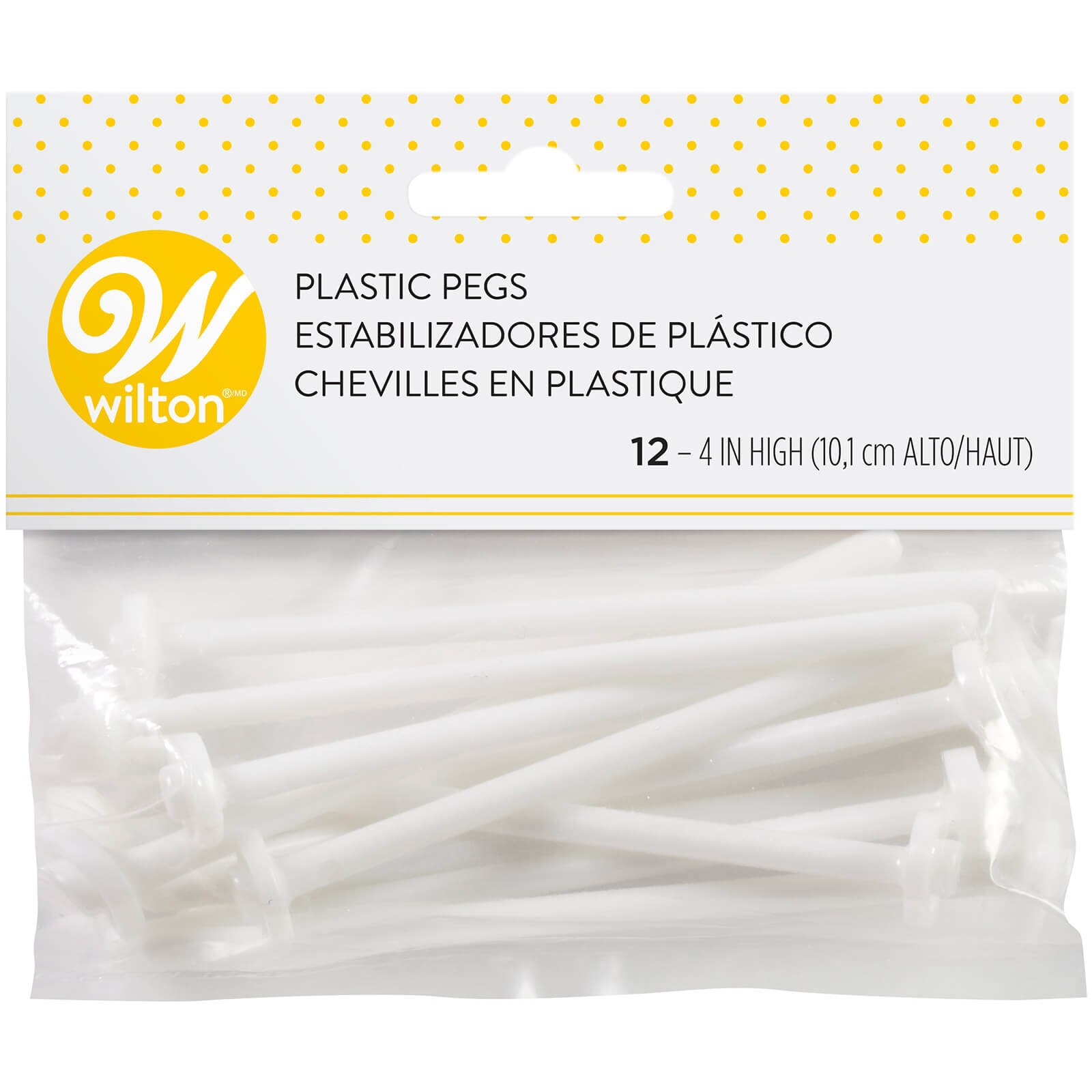WILTON DOWELS PLATE PLASTIC PEGS 4" - 12 PCS