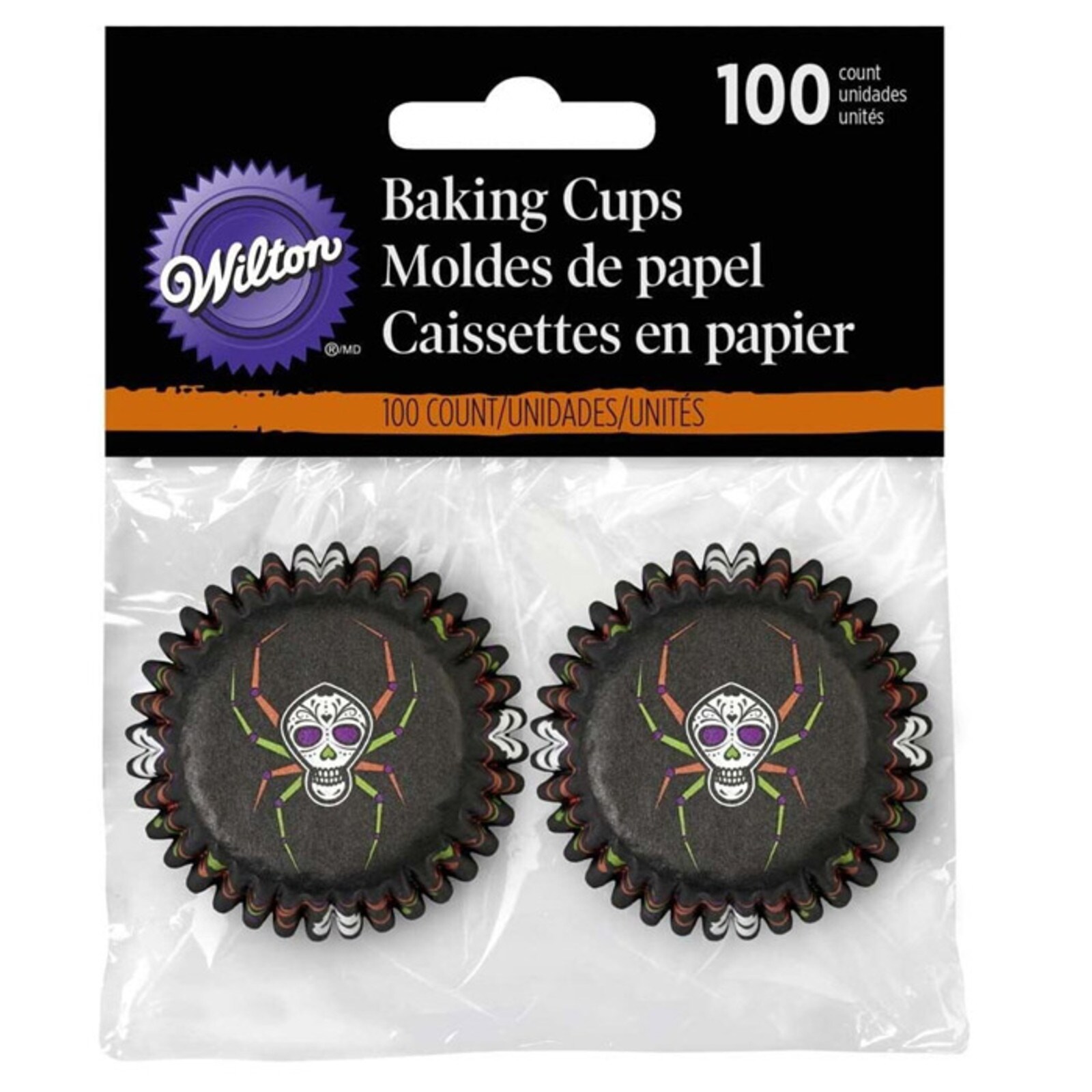 WILTON SPIDER SKULL MINI BAKING CUPS 100 PC