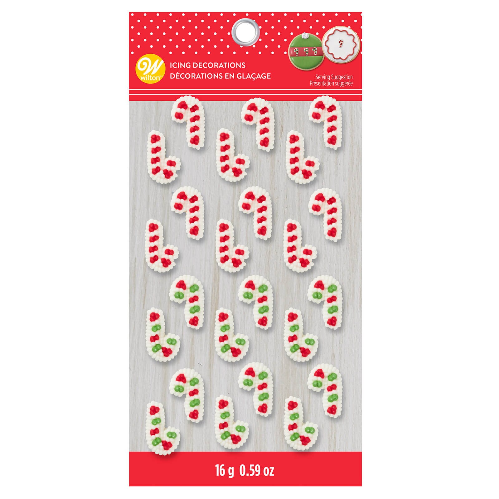 WILTON CANDY CANE ICING DECORATIONS - 24 PC