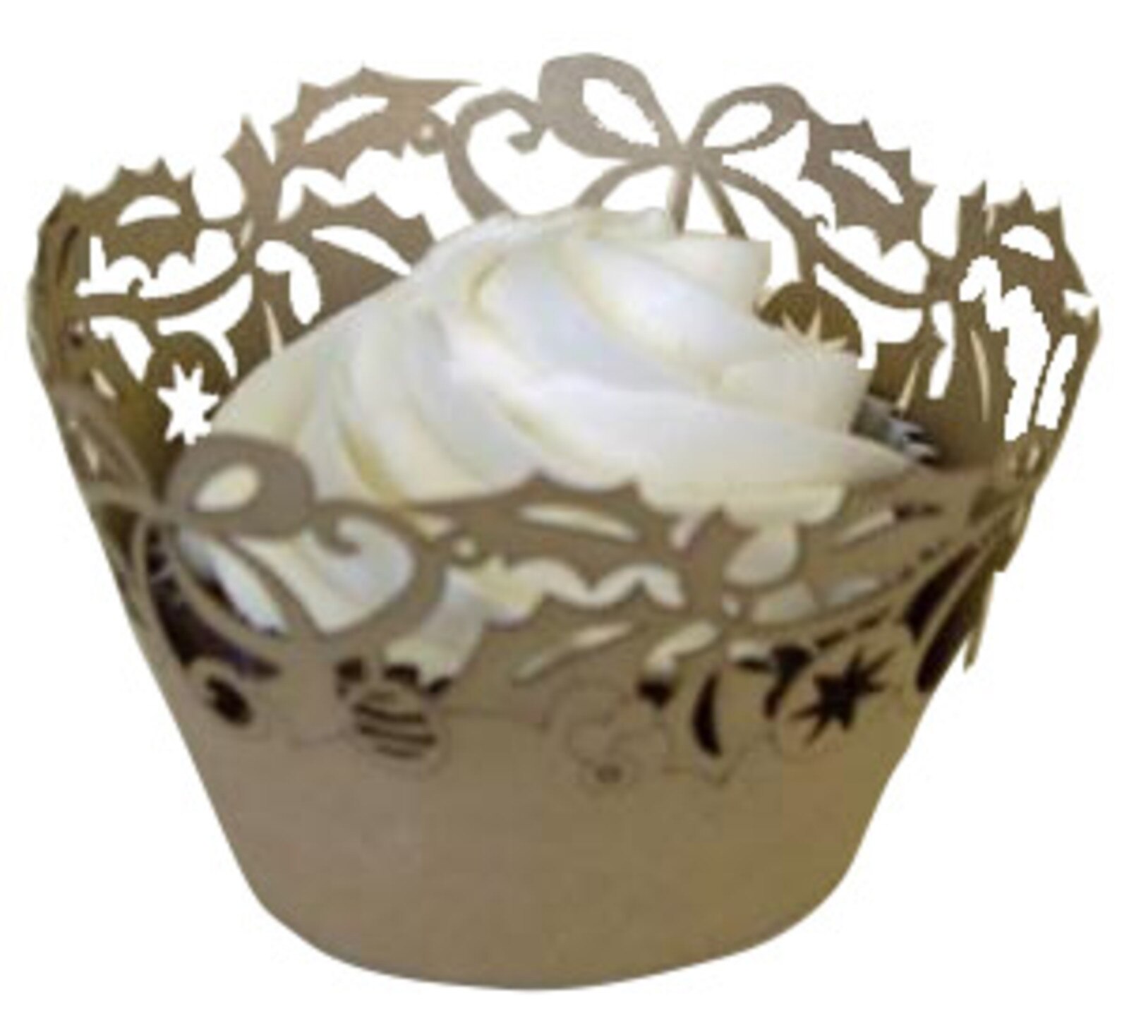 CUPCAKE WRAP - HOLLY SILVER 12-PACK