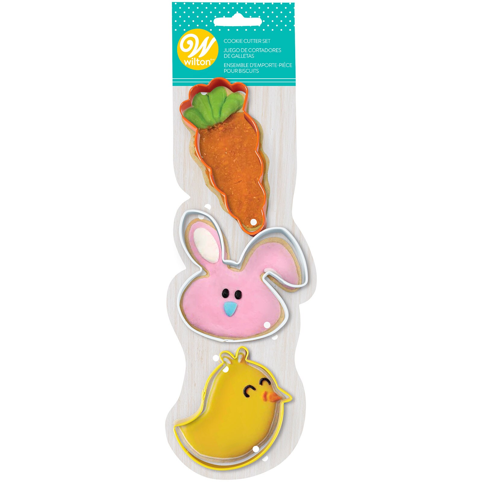 WILTON CARROT, BUNNY & CHICK 3-PC COOKIE CUTTER SET