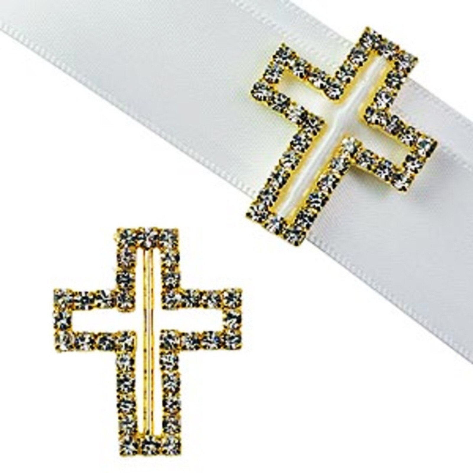 BLING BUCKLE GOLD CROSS 1 3/8"