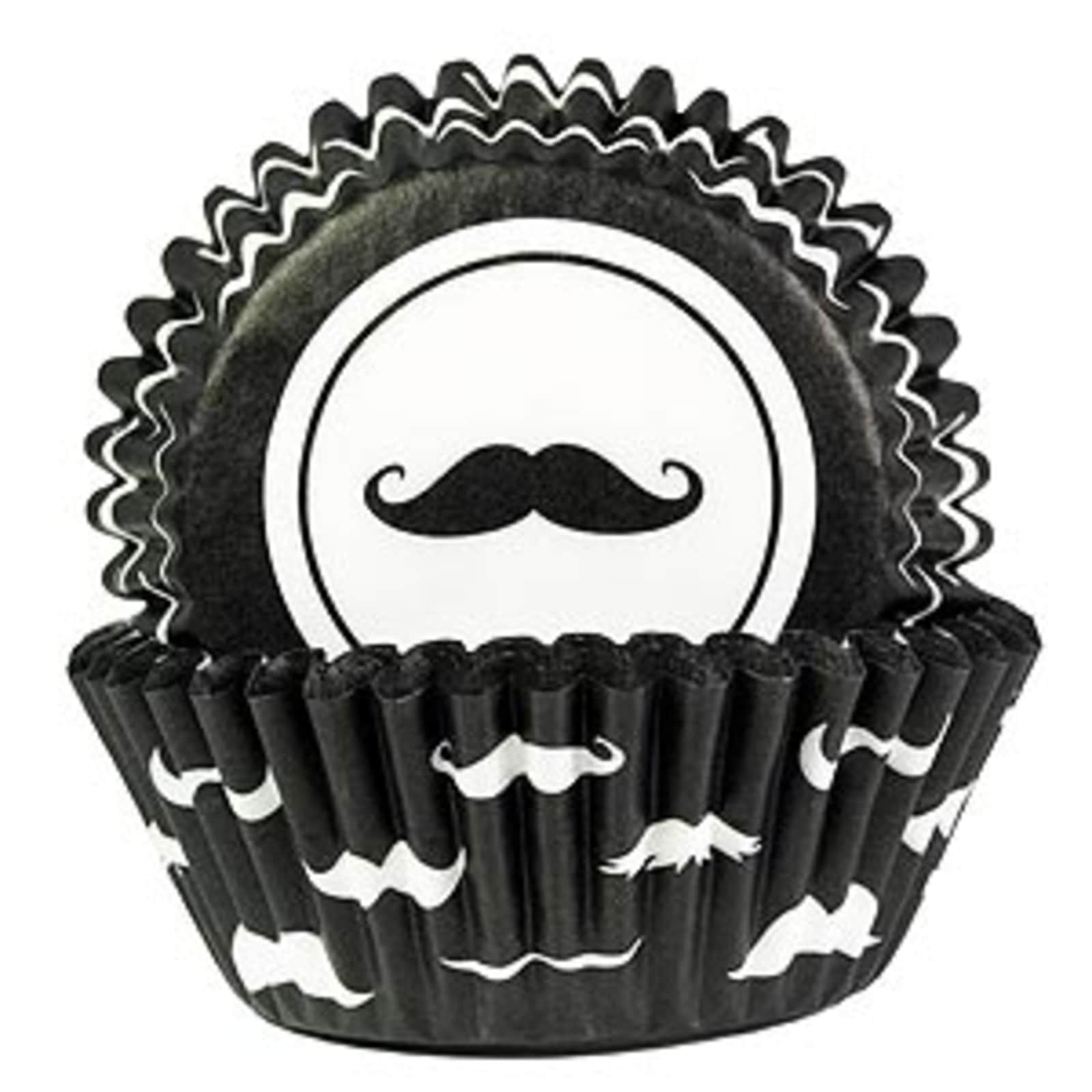 BAKING CUPS GREASEPROOF BLACK MUSTACHE