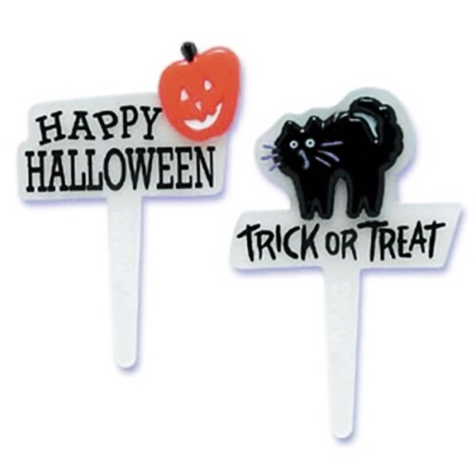 HAPPY HALLOWEEN TRICK OR TREAT CAT PUMPKIN HAPPY HALLOWEEN PICKS