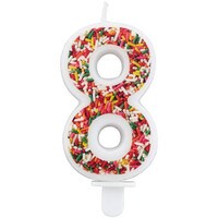 WILTON NUMERAL #8 SPRINKLE CANDLE 3"