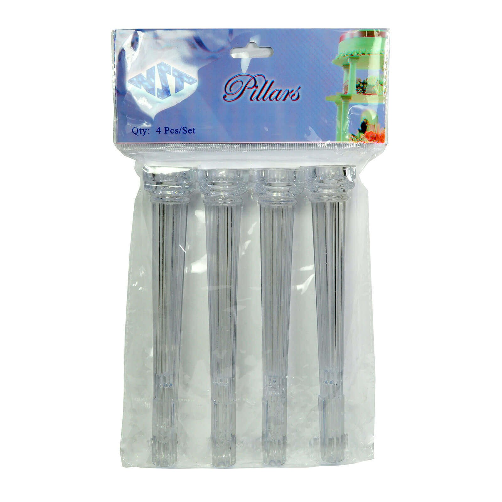CRYSTAL CLEAR LOOK SPIKED PILLARS - SET OF 4