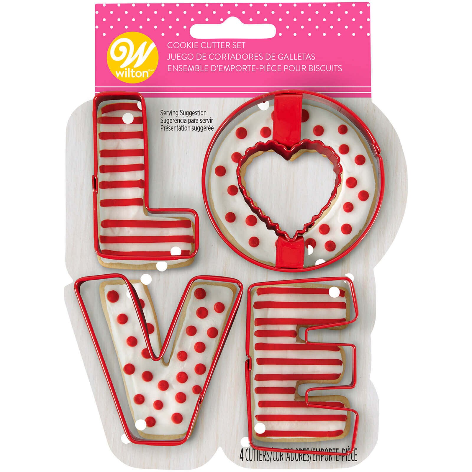 WILTON "L O V E" 4-PIECE COOKIE CUTTER SET - 2 1/2"