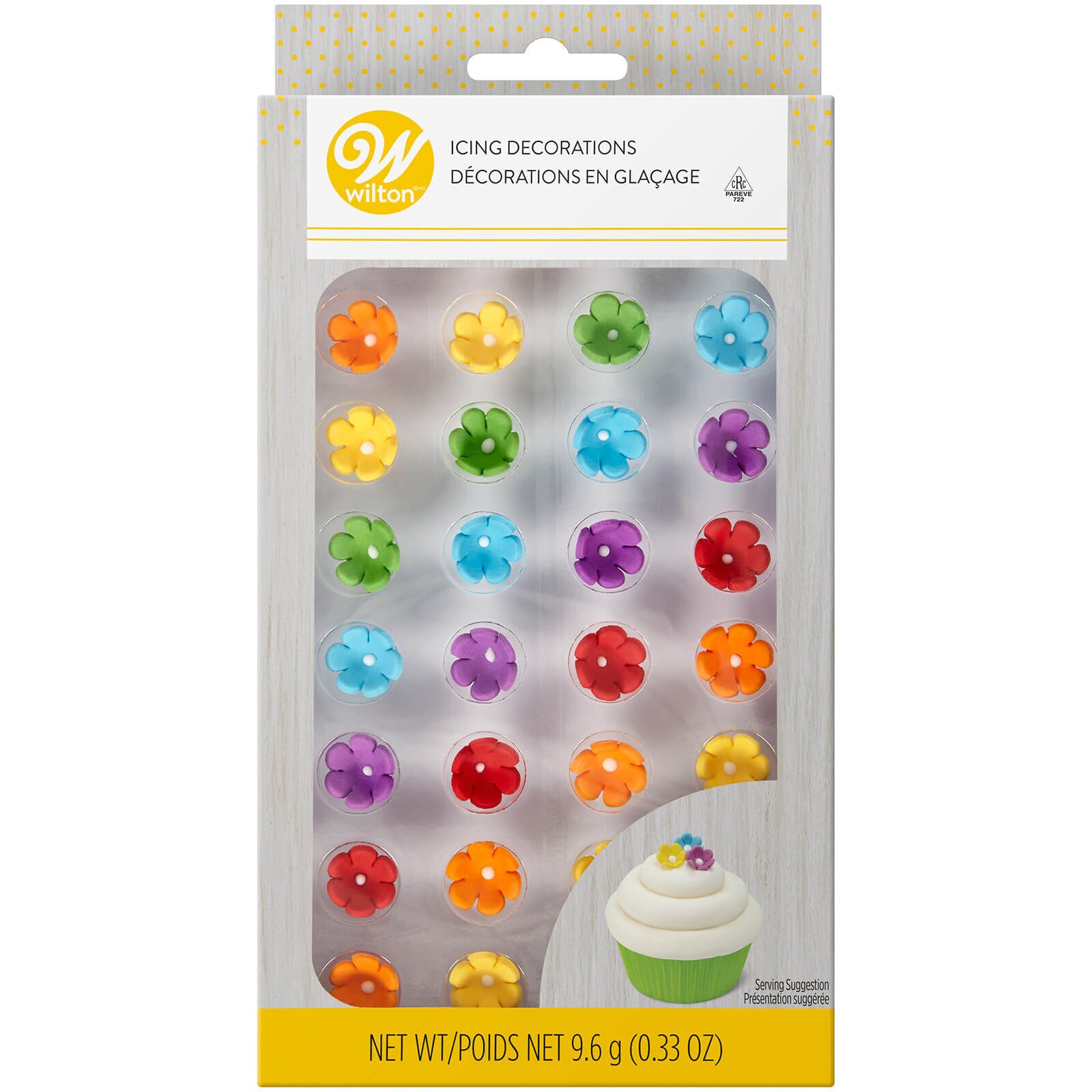 WILTON MINI MULTI-COLOR FLOWER ICING DECORATIONS - 32 PC